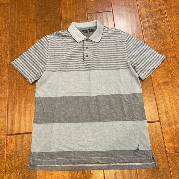 Nautica Brand Gray Cotton Knit Polo size Large - Picture 1 of 11